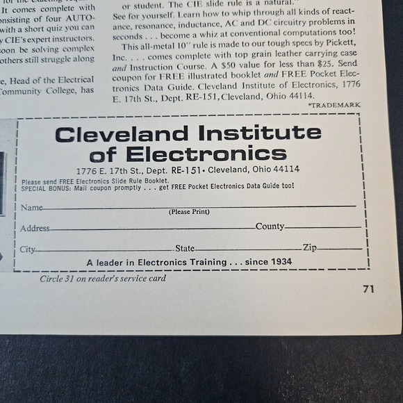 1968 Cleveland Institute of Electronics Self Training Course Vintage Print Ad - Picture 4 of 5